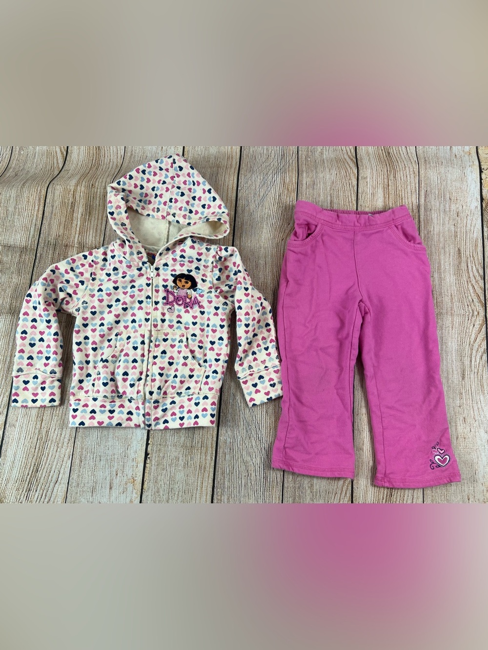 Vintage Nick Jr Dora The Exploerer Toddler Outfit Size 2T Jacket Pants Set